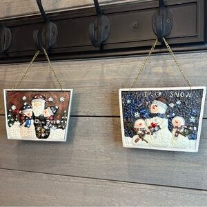 Holiday Wall Decor Set Snowman Santa Hanging Heavy Christmas Decoration